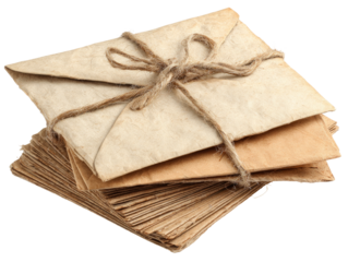 Stack of aged letters tied with twine