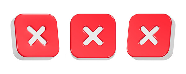 Fototapeta premium cross mark icon 3d rendering in red color