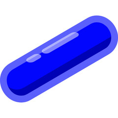 Blue Capsule Medicine Icon On White Background With Soft Shadow And Outline In Isometric Style