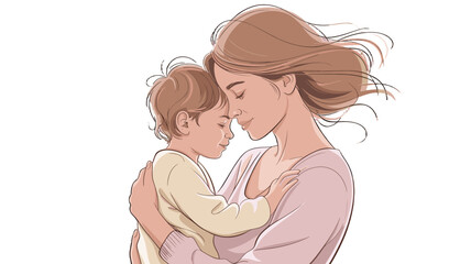 Mother and child embracing in a tender moment.