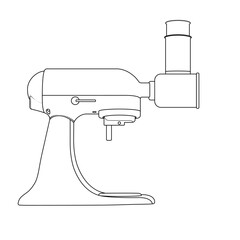 Outline illustration of a stand mixer with food processor attachment. Perfect for culinary blogs, kitchen manuals, and cooking infographics.
