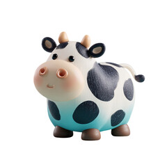 Cartoon cow with cute dairy farm animal with black spots, and isolated.