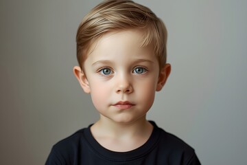 Neutral Portrait of Boy with Perfectly Styled Side Part Hair