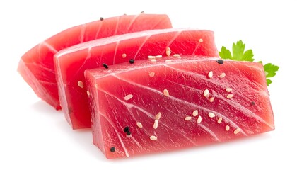 Fresh tuna sashimi slices, seasoned
