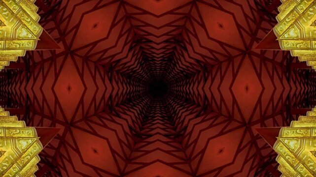 Tibetan Buddhist characteristic red gold kaleidoscope background 4K recyclable