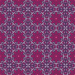 Vibrant Seamless Geometric Floral Pattern in Purple and Magenta Colors