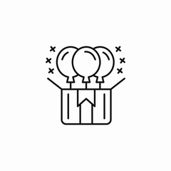 balloons in box icon sign vector