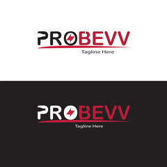 ProBevv Modern Red and Black Typography Logo for Beverage or Startup Brand