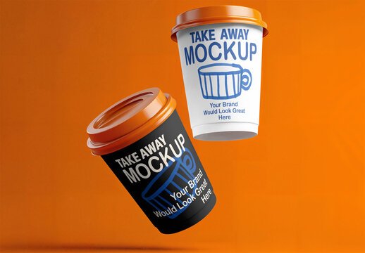 Two disposable Takeaway coffee cup. AI