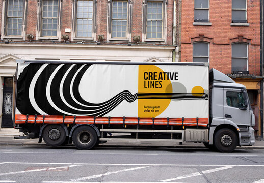 Mockup of orange delivery truck in Dublin