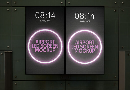 Mockup of two vertical digital led screens