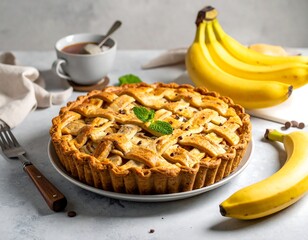 Freshly baked banana chocolate chip pie