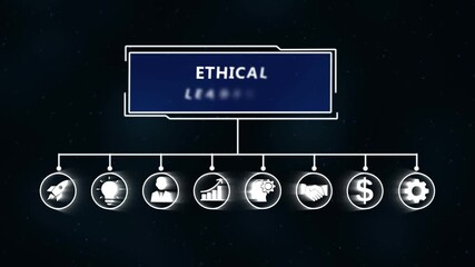 Animated business diagram with icons representing key concepts and processes - Powered by Adobe