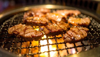 焼肉を焼いているよう様子
