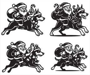 Fototapeta premium Santa Riding German Shepherd – Holiday Pet Illustration