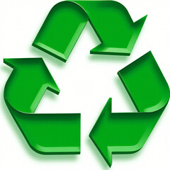 vector illustration of a recycle symbol, flat design, solid green fill, white background, centered, 1024&times;1024, crisp edges, high‑detail