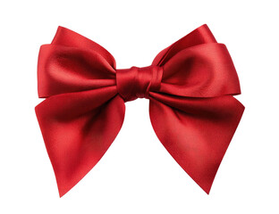 Red satin ribbon bow, sharply defined