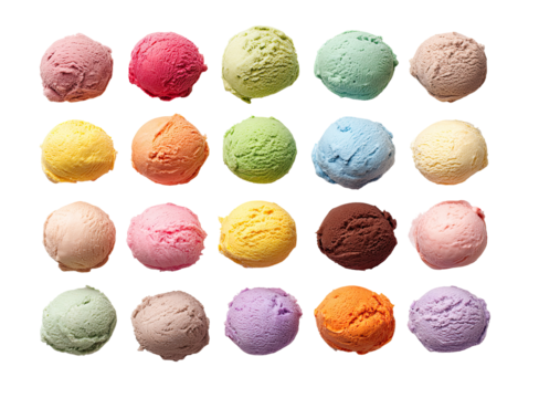 Colorful ice cream scoops arranged in a grid pattern (2)