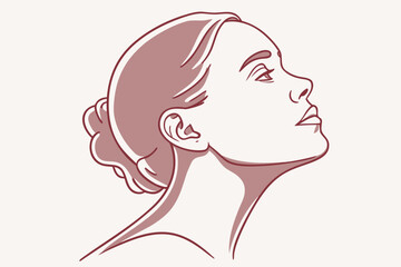Vector art of woman face looking up vector illustration