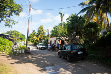 Obraz premium El Cuyo, Mexico; December 1st 2024: Streets and rural summer and tropical atmosphere of a fishing village on Mexico's Yucatan Peninsula.