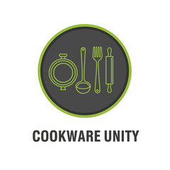 Modern Line Art Cookware and Utensils Logo Vector
