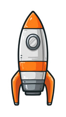 Cartoon rocket, orange and white, simple design