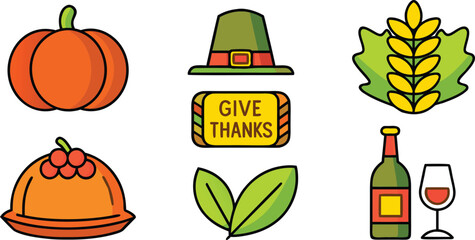 Festive thanksgiving illustration with traditional autumn elements and warm color palette