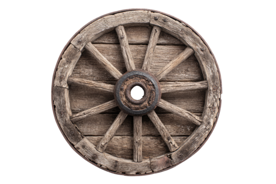 Vintage wooden wagon wheel