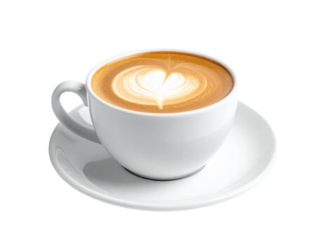 Kaffeetasse mit einem Herz, transparenter Hintergrund, png