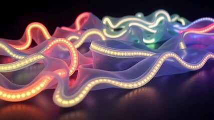 Flowing neon ribbons forming dynamic abstract spiral patterns - Powered by Adobe