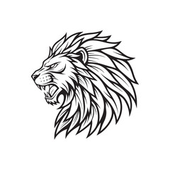 Roaring Lion Head Vector Illustration – Fierce Wild Animal Silhouette
