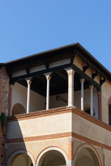balcony on the corner of an old European building 