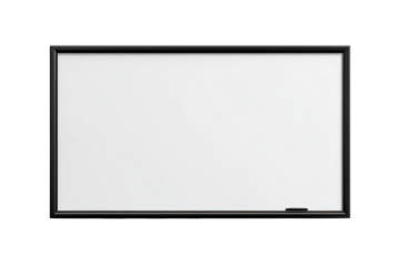 Blank white whiteboard with black frame