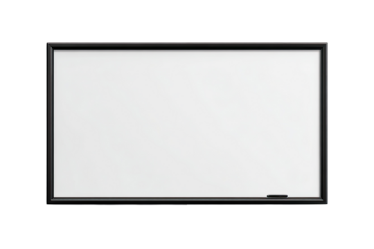 Blank white whiteboard with black frame