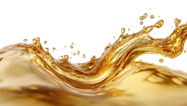 Golden liquid splashes and ripples
