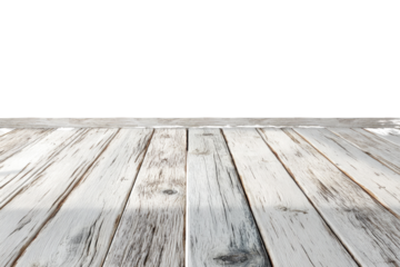 Close-up view of a light gray, distressed wooden plank floor.  The planks are horizontal and run the length of the image.  A dark background is behind the wood