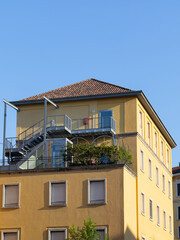 an old European house in Italian style on the street 