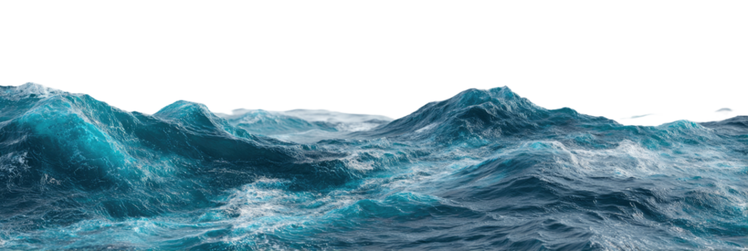 Turbulent ocean waves, a horizontal view