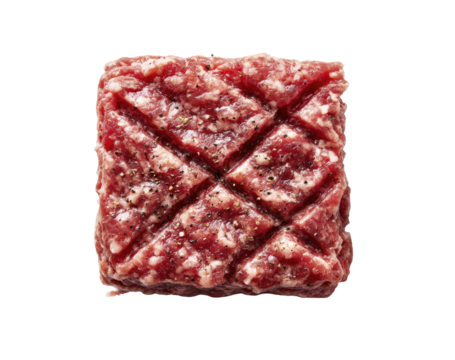 Close-up square of seasoned raw ground meat