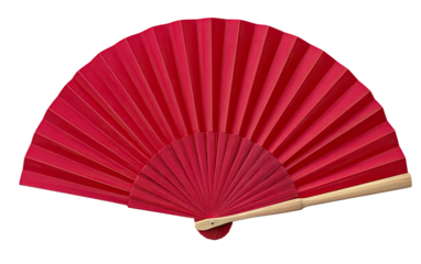 Crimson hand fan, flat, open