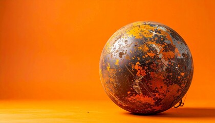 Wrecking ball over orange background