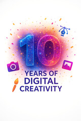 "Adobe Stock 10th Anniversary Celebration – Futuristic Creative Concept". generative ai