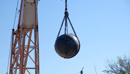 Wrecking ball and construction site background