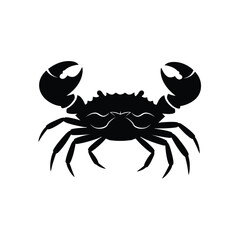 Black crab silhouette with raised claws on white background 1