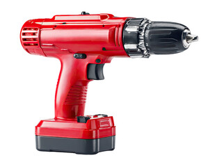 Red cordless drill, isolated, showing details