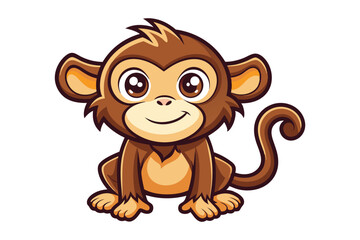 Obraz premium Cute Monkey Cartoon Vector – Adorable Jungle Animal Illustration Design