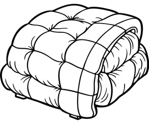 Fototapeta premium Cozy Quilted Blanket A Line Art Illustration. Perfect for Comfort and Warmth, Ideal for Bedding Designs, or Home Decor, and Sleep Essentials