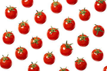 Red cherry tomatoes, evenly spaced, on black