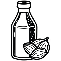 Vector illustration of glass bottles of wine, olive oil, and vinegar as food and drink icons