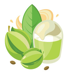 Refreshing Green Coconut and Natural Leaf Composition A Nutritious and Healthy Food Icon, Symbolizing Freshness and the Essence of Tropical Flavors, with a Focus on Wellness and Natural Ingredients